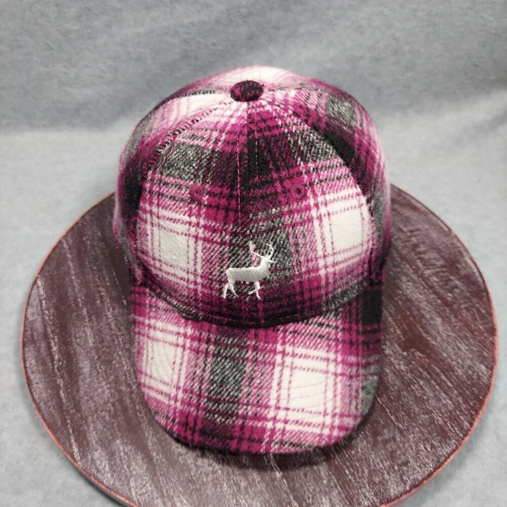 Purple Plaid Cap  Soft Flannel Deer Logo  Size 4-6x‎ Adjustable Outdoor Hunting